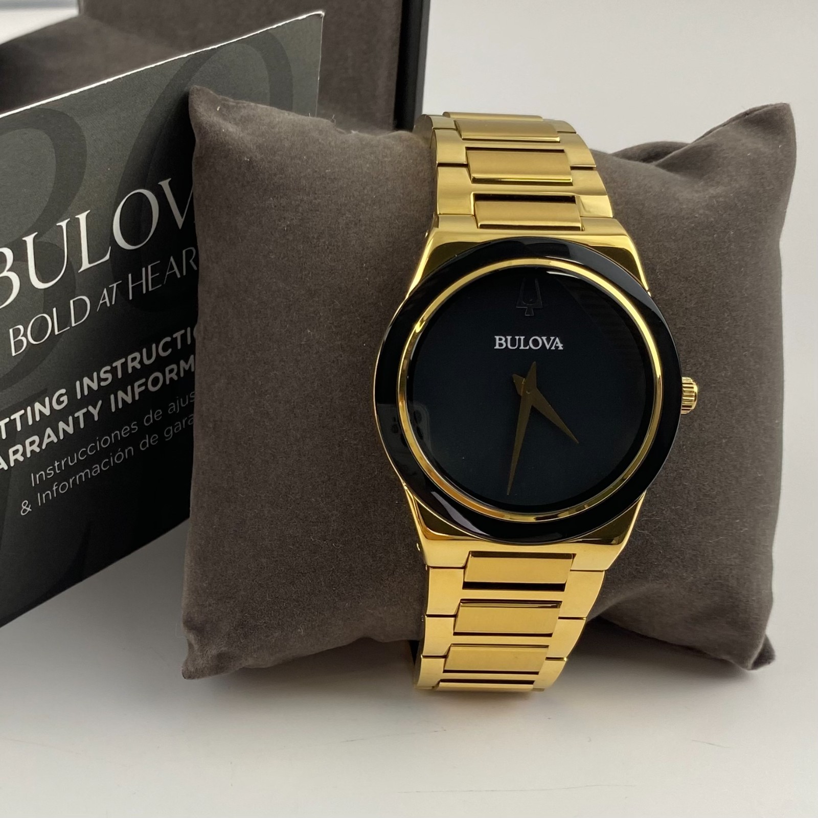 Bulova Modern Millennia 97A183 Men’s Gold Tone Black Dial Quartz Watch 41mm