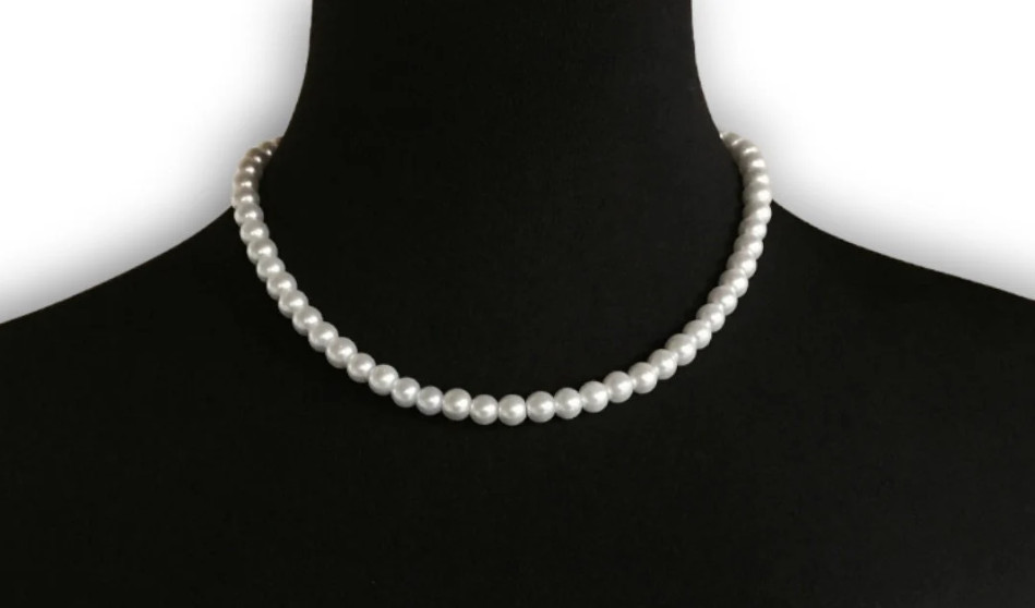 Black Pearl Necklace for Men, Handmade Faux Pearl Fashion Jewelry, Gift for Him
