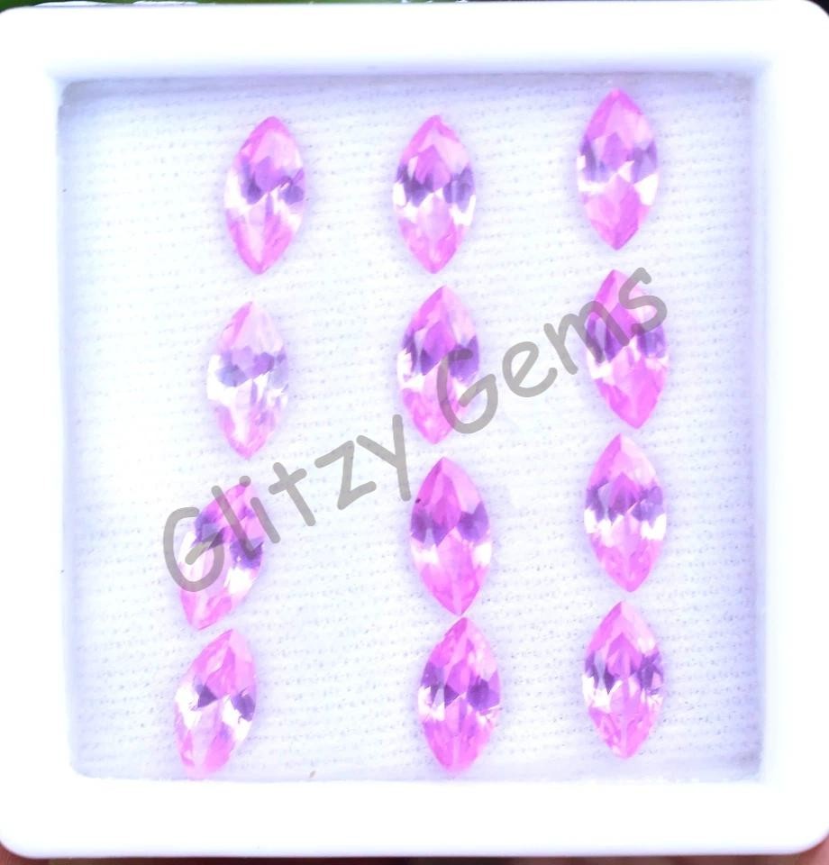 12Pcs Natural Mogok Pink Ruby Marquise 7.60 MM Certified Flawless Loose Gemstone