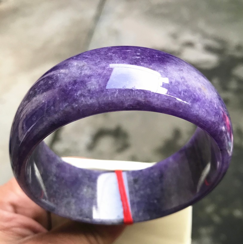 69MM Ancient Natural Lavender Jadeite Jade Bracelet Burma Jadeite Big Bangle