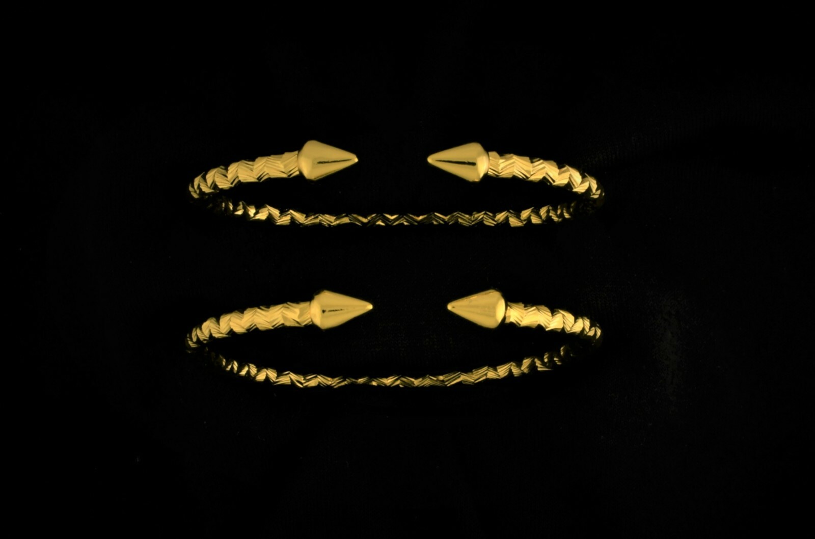 14K Gold Filled Diamond Cut Cone End West Indian Bangles