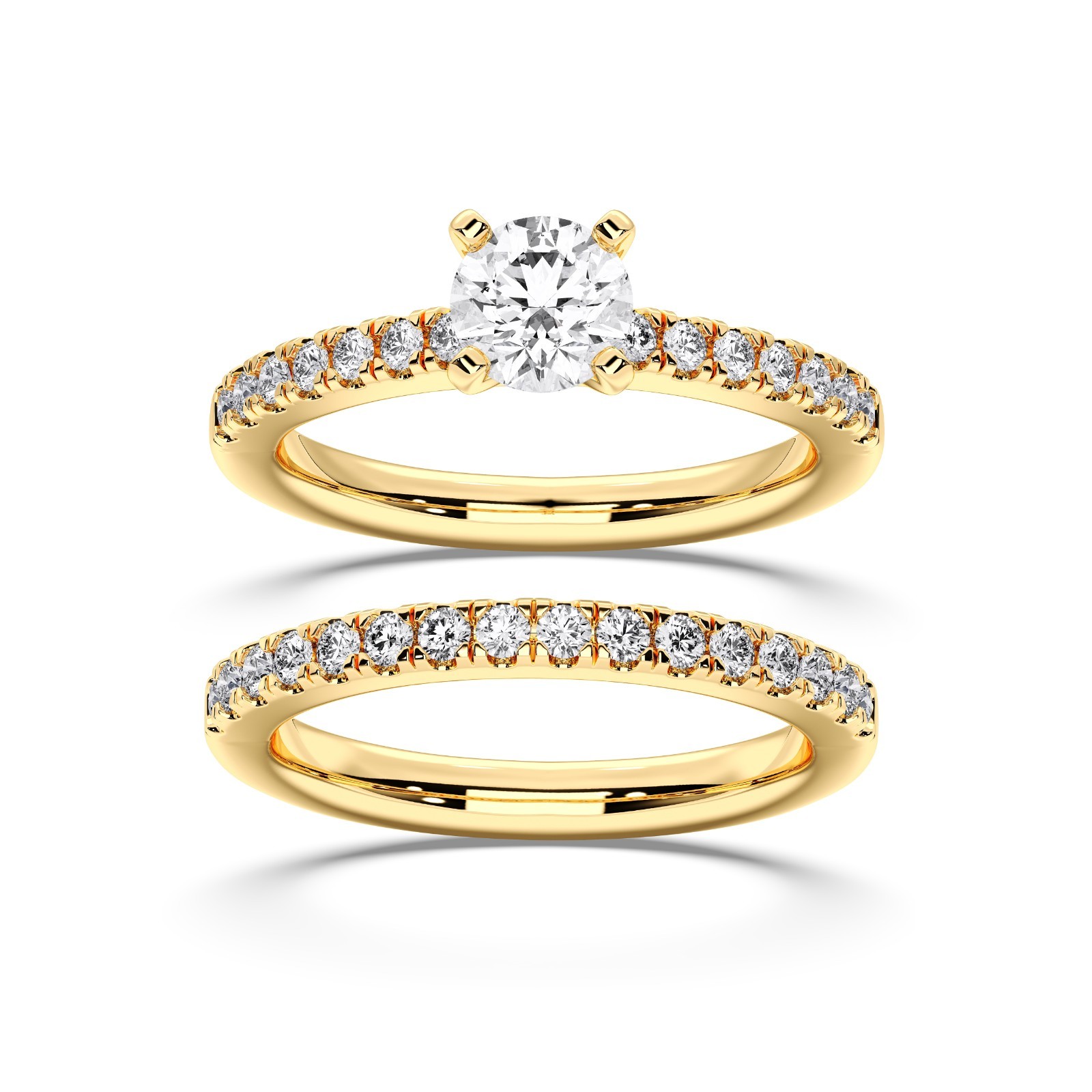 1.45 Ct Round Cut Moissanite Stone Engagement Ring With Matching Band in Silver