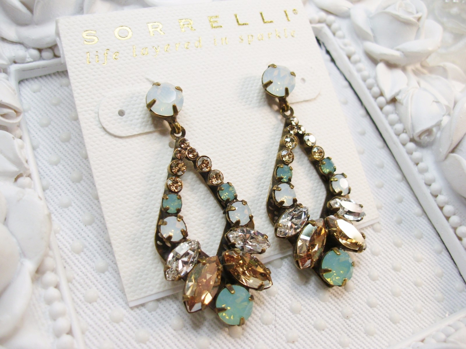 NEW SORRELLI Navette Swarovski Elements “Adornment” Earrings in River Stone $180