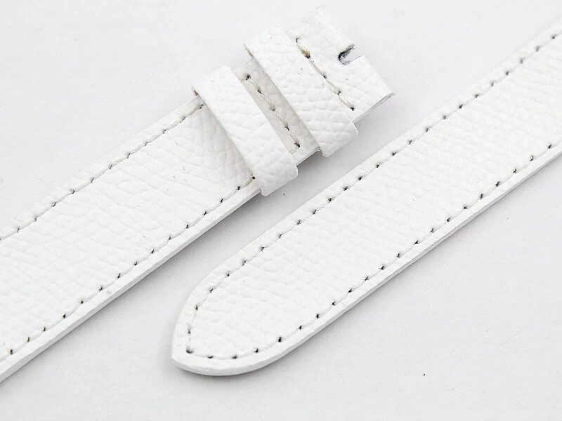 Genuine Hammered Leather White Flat Watch Straps Various Sizes Handcrafted