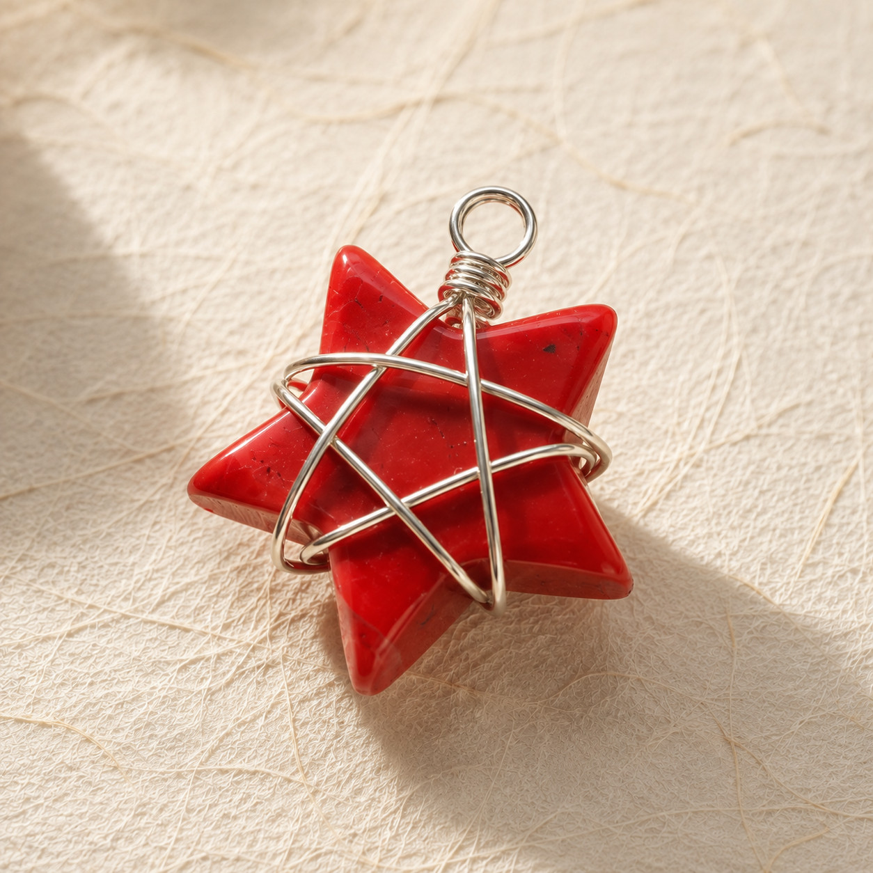 Natural Red Jasper Star Pendant | Silver Wire DIY | Strength & Grounding | Boho