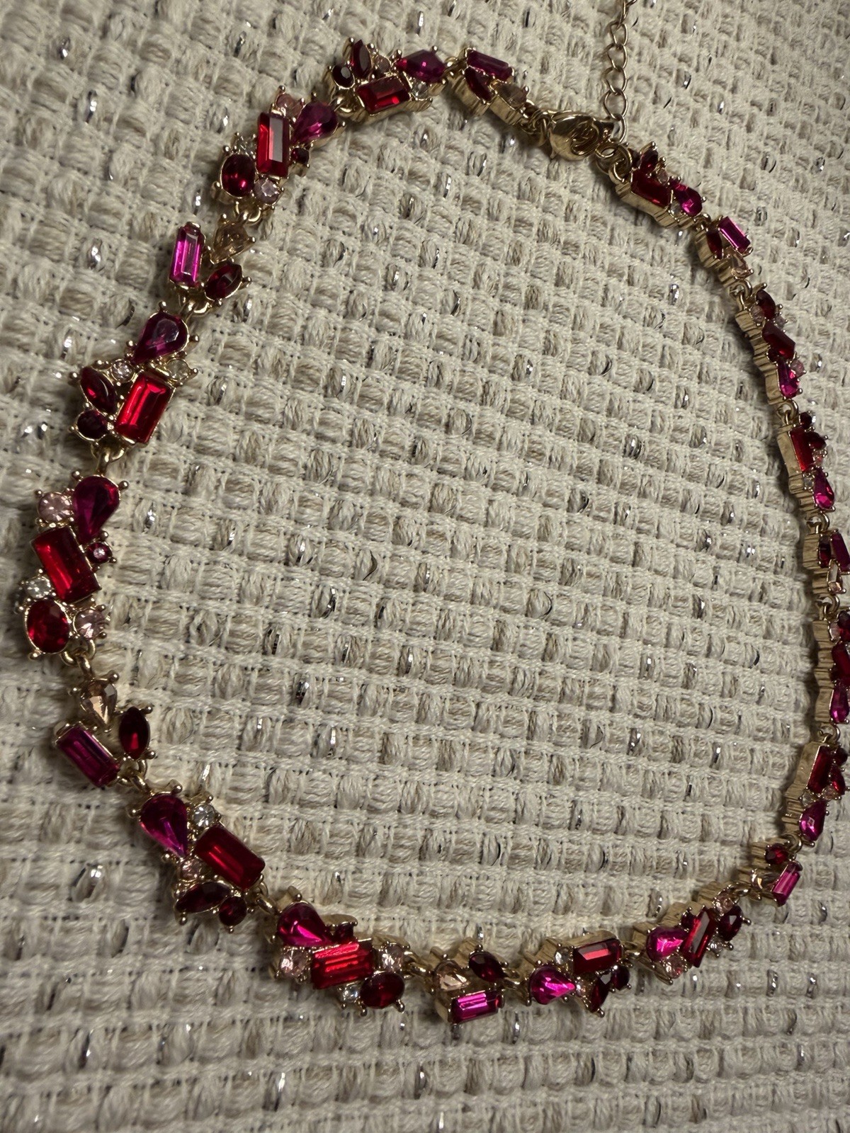 WHBM Necklace Pink/Red Gold Tone Lobster, Adj