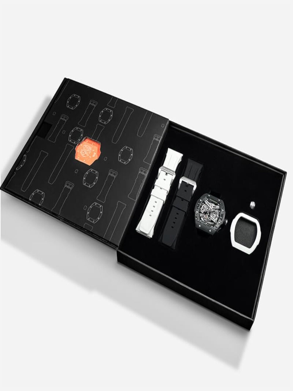 Tsar Bomba TB8218(1+2)CF/FKM-03BK/WH Men’s watch Atomic Set 45mm 10ATM