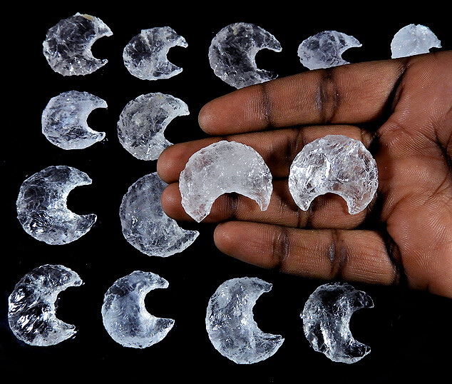 Crystal Moon Healing Stone Crescent Moon Shape Metaphysical Carving Gems CI865
