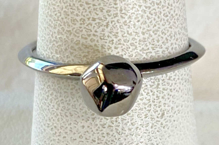 Ruthenium over 925 Sterling Silver Kit Heath Rokk Nugget Ring, Sz 8 NOS 2.5g