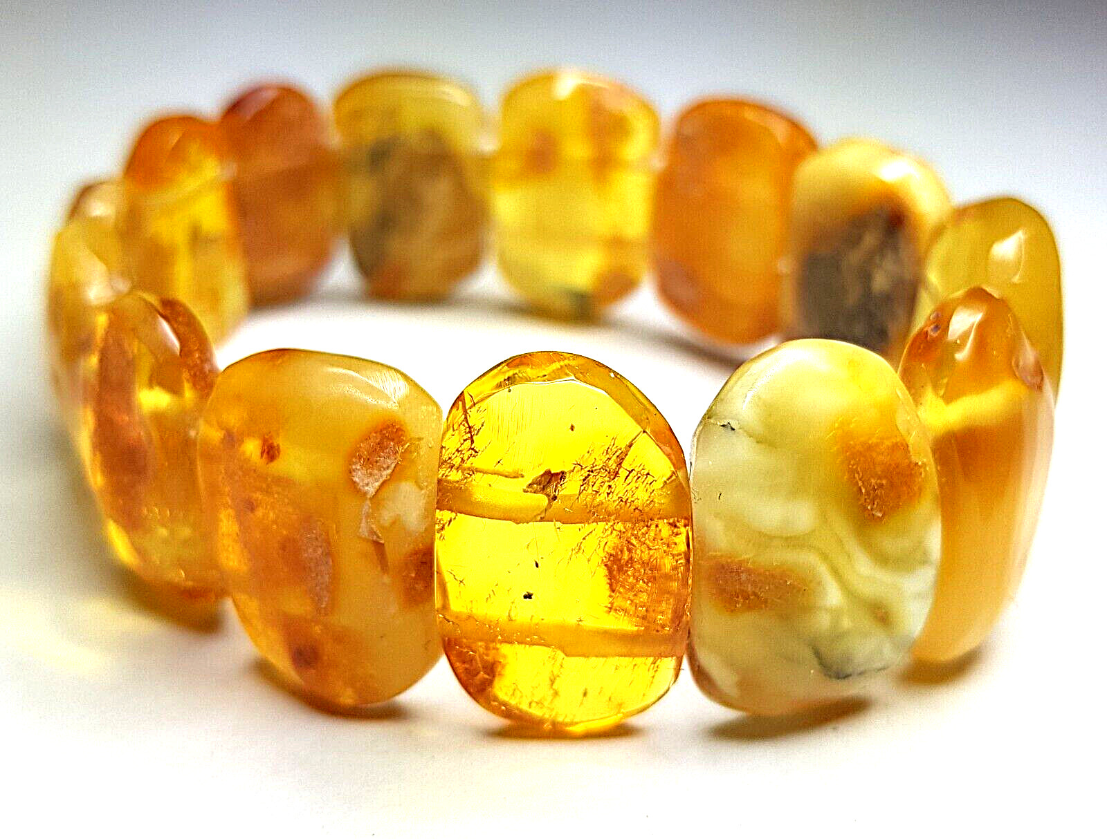 Real Baltic Amber Bracelet 17 cm 6.69 inch, Honey – Egg Yolk Butterscotch, Gift