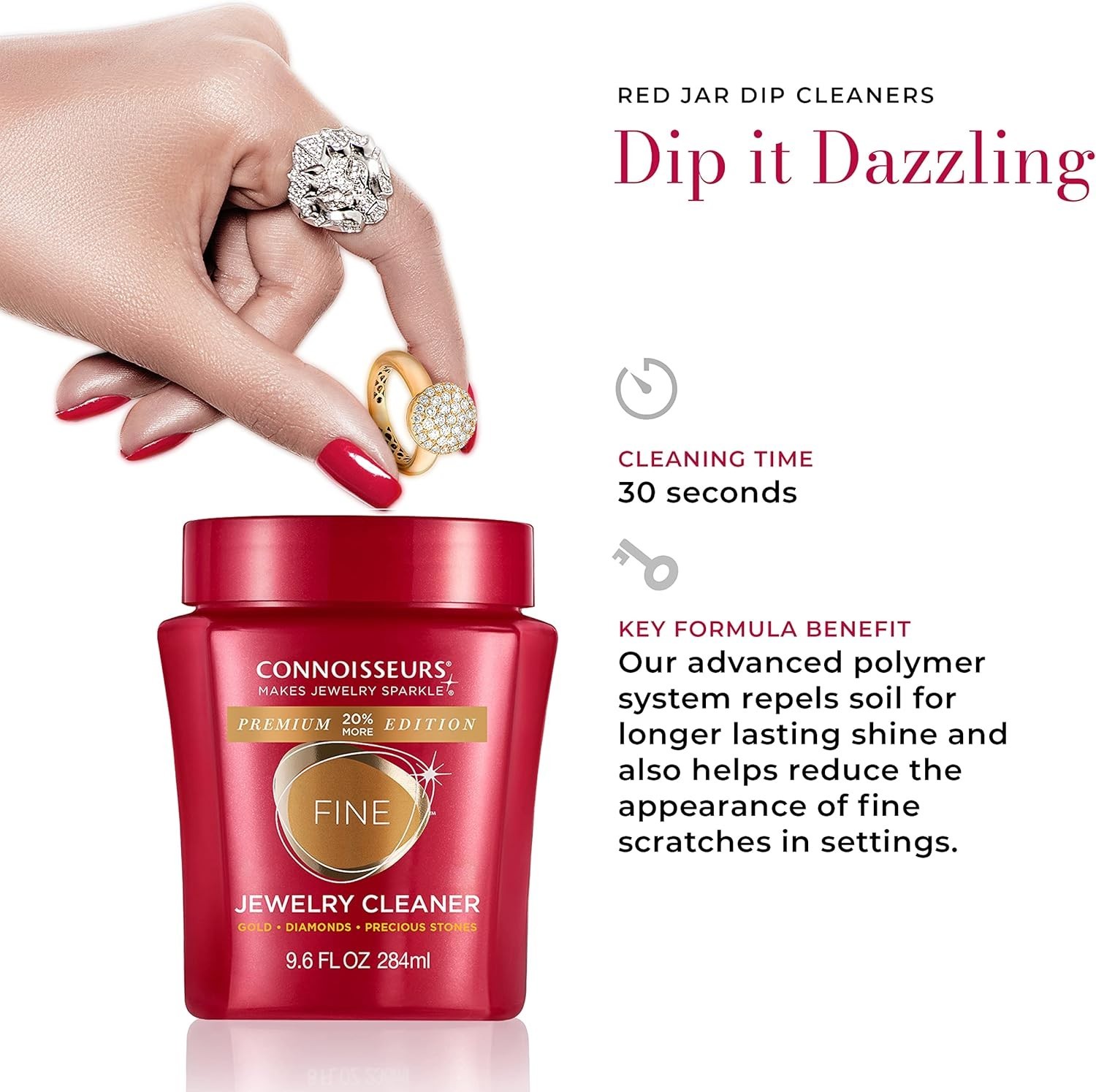 Advanced 9.6oz Jewelry Cleaner with Dip Tray & Brush – Freshen Up Fine Jewelry