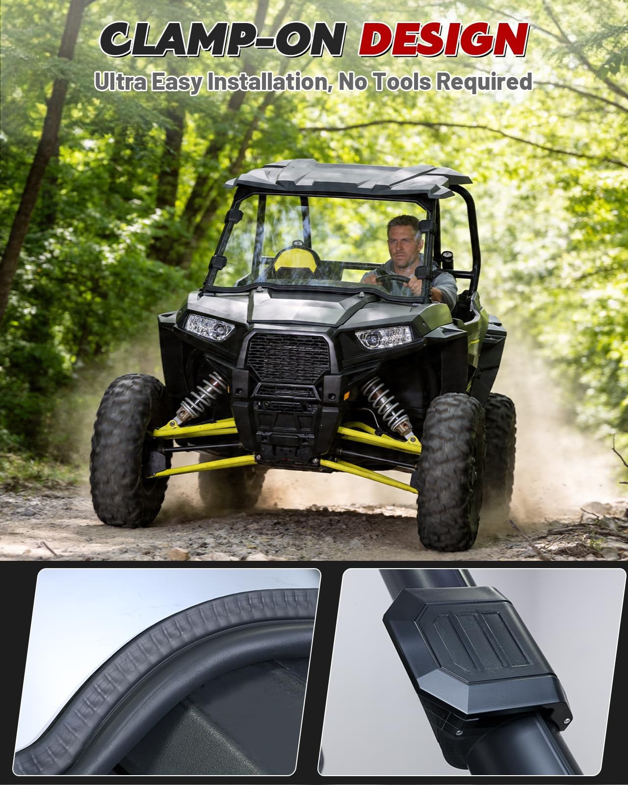 Starknightmt Scratch-Resistant Full Windshield Compatible Polaris Rzr 2014-2018