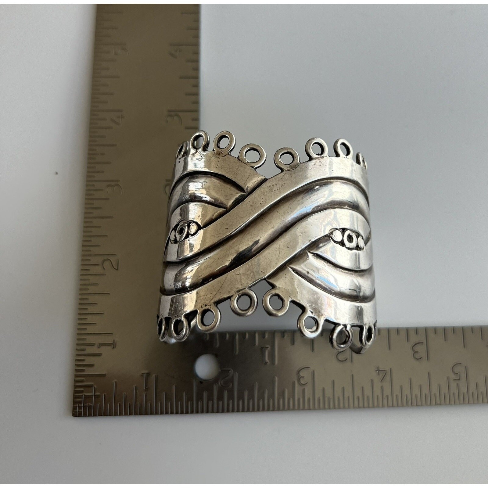Vintage William Spratling Taxco Mexican Sterling Silver Mask Cuff 114g HEAVY