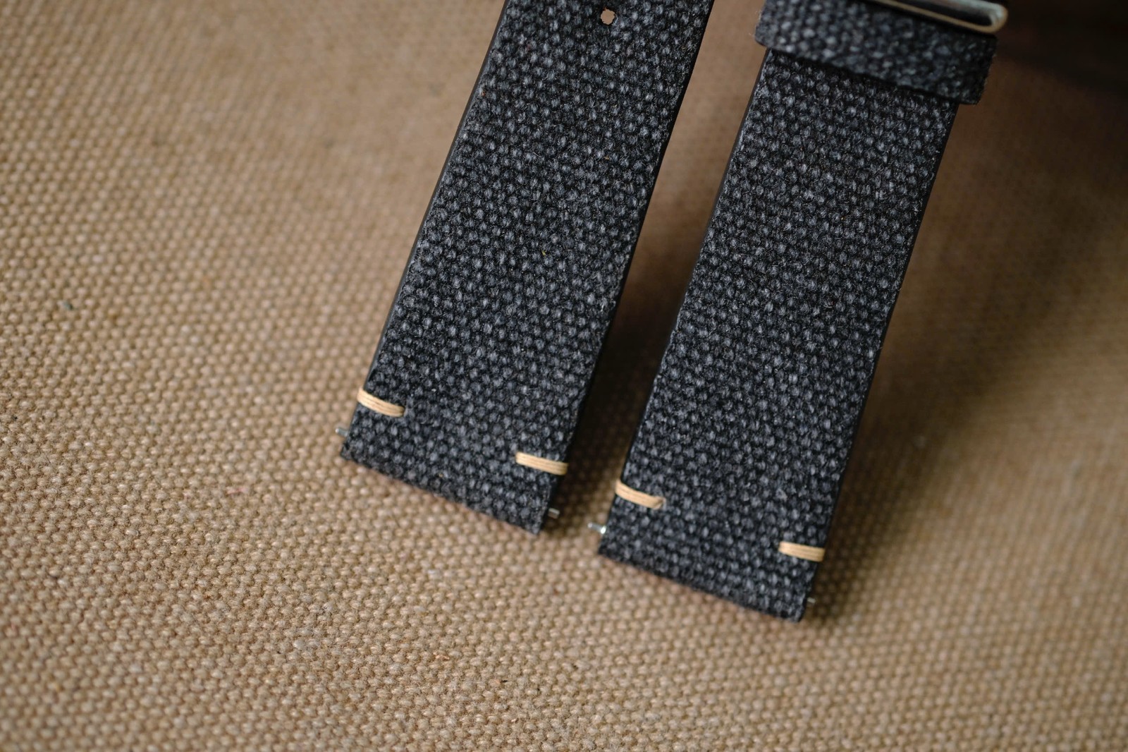 Handmade Black Canvas Watch Strap size 21/18 – Custom Sizes & Lengths Available