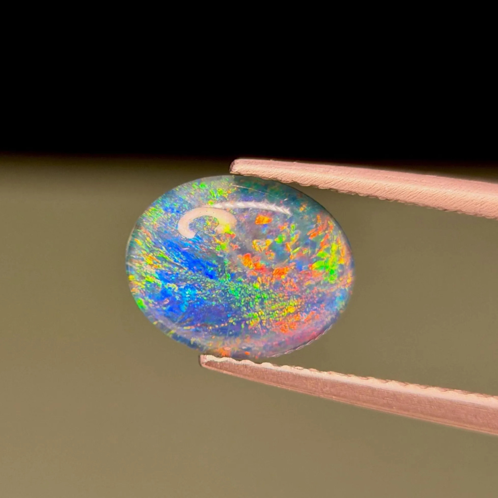 AAA+ Australian Triplet Fire Opal, Electric Blue Green Flash Cabochon For Ring