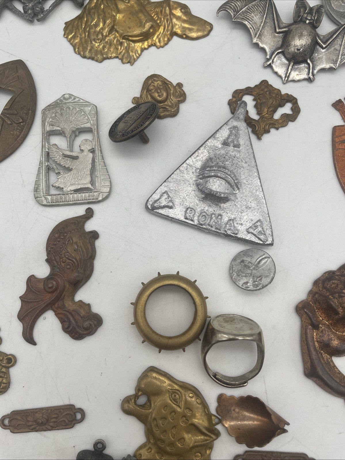 Vintage Metal Jewelry Making Findings Parts & Charms Mixed Lot
