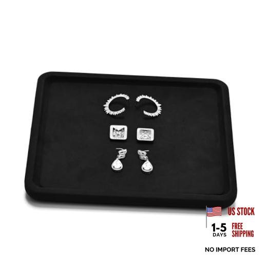 Microfiber Jewelry Display Flat Tray for Rings Earrings 20 * 18 * 1.5cm Black