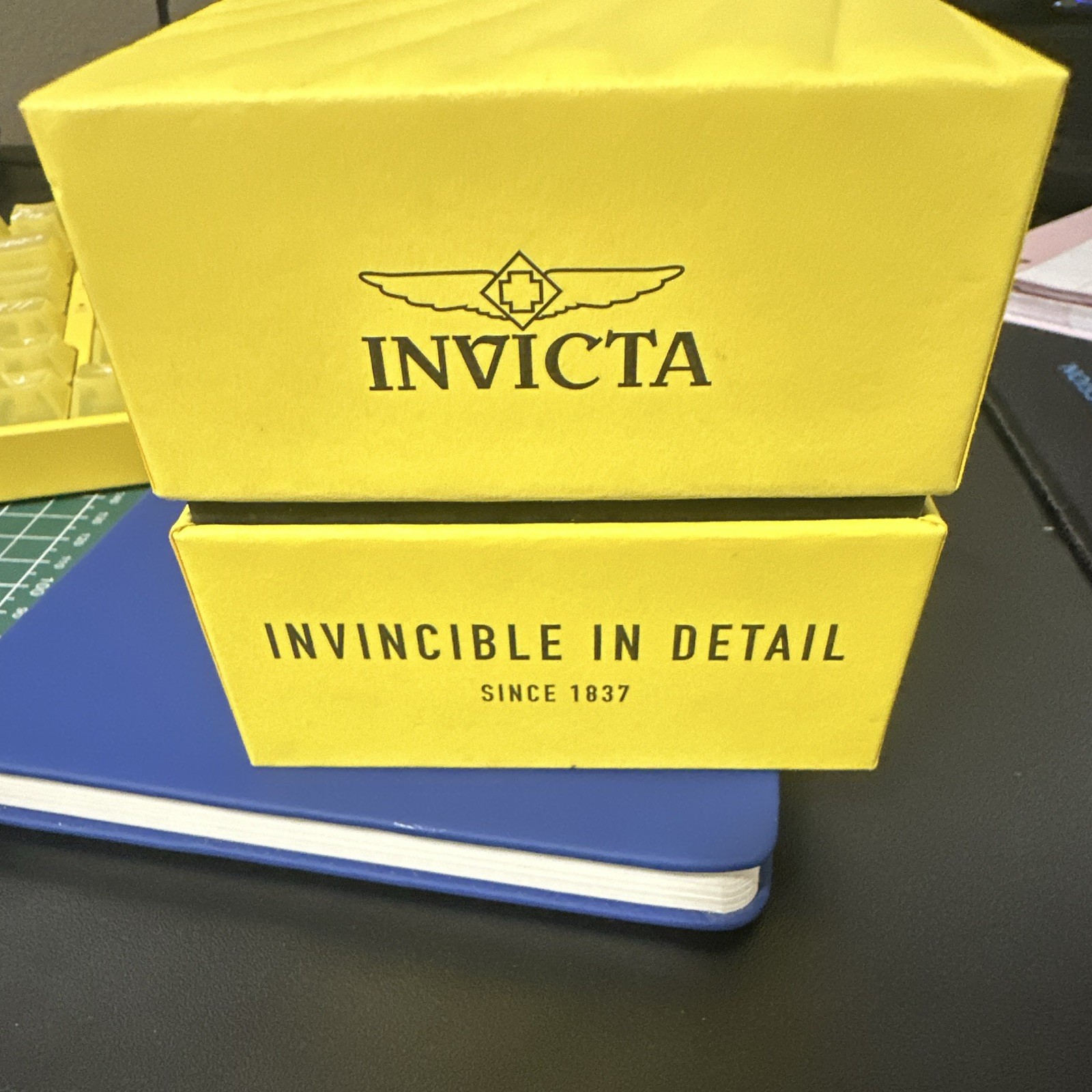Invicta Men’s Quartz Chronograph Date Black Dial Rubber Strap Watch w/Box