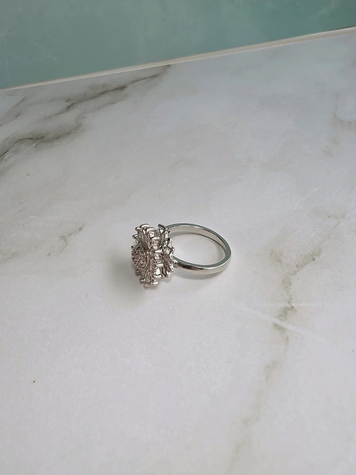 Fidget Spinner Rings for Women Flower Adjustable CZ 14K Gold & 925 Silver