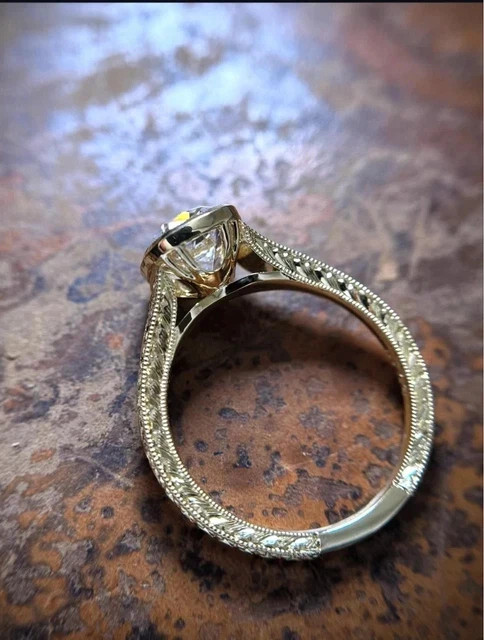 2.50 Ct Art Deco Lab Created Cushion Cut Diamond Engagement Ring 14K Gold Finish