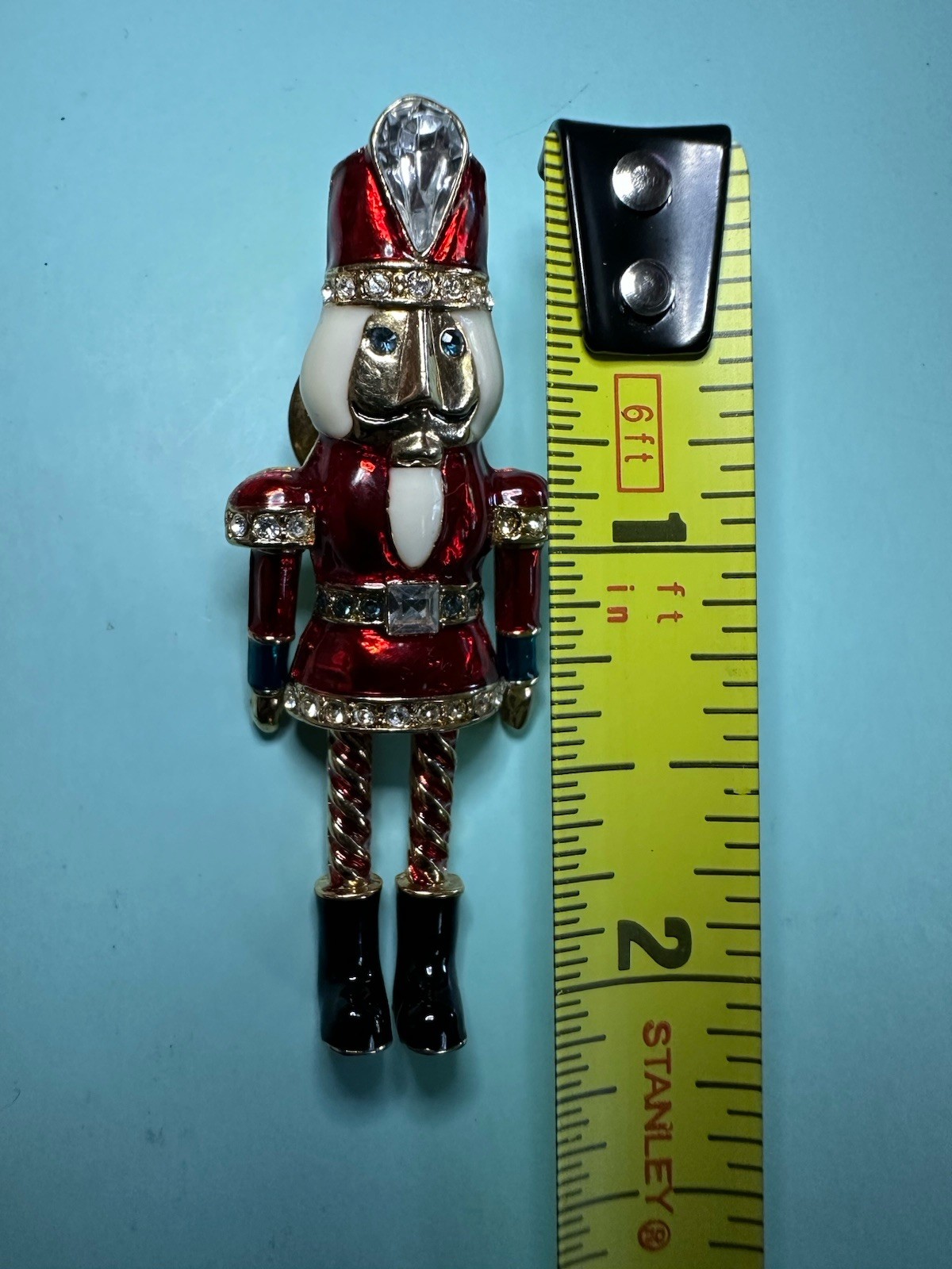 Vintage Avon Articulated Brooch Pin Nutcracker Toy Soldier Rhinestone Enamel