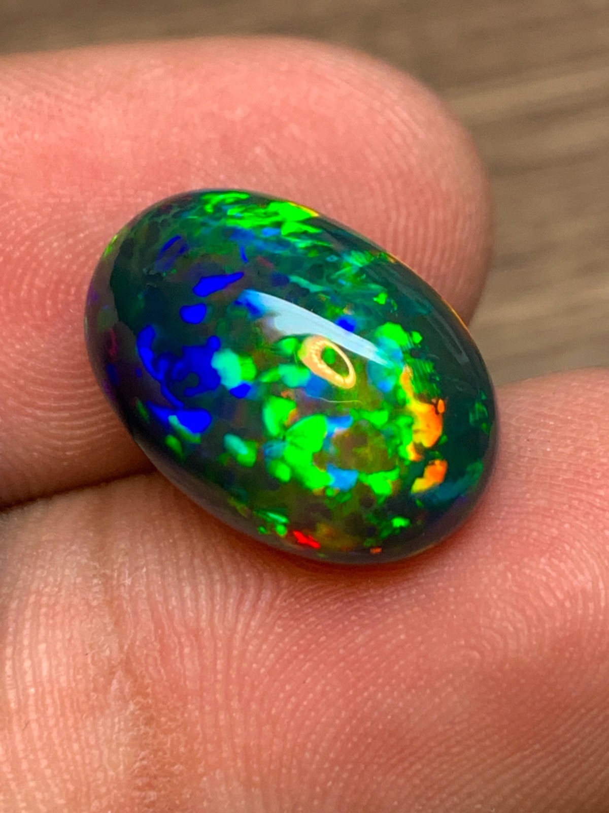Ethiopian Black Opal Honeycomb Pin Fire 5.85 Carat Oval Cabochon Loose Gemstone