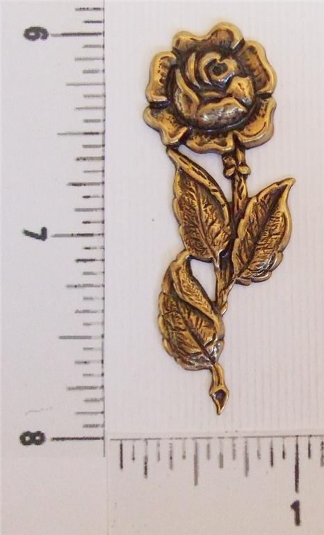 30523 – 2 Pc Long Stem Rose Jewelry Finding Brass Oxidized