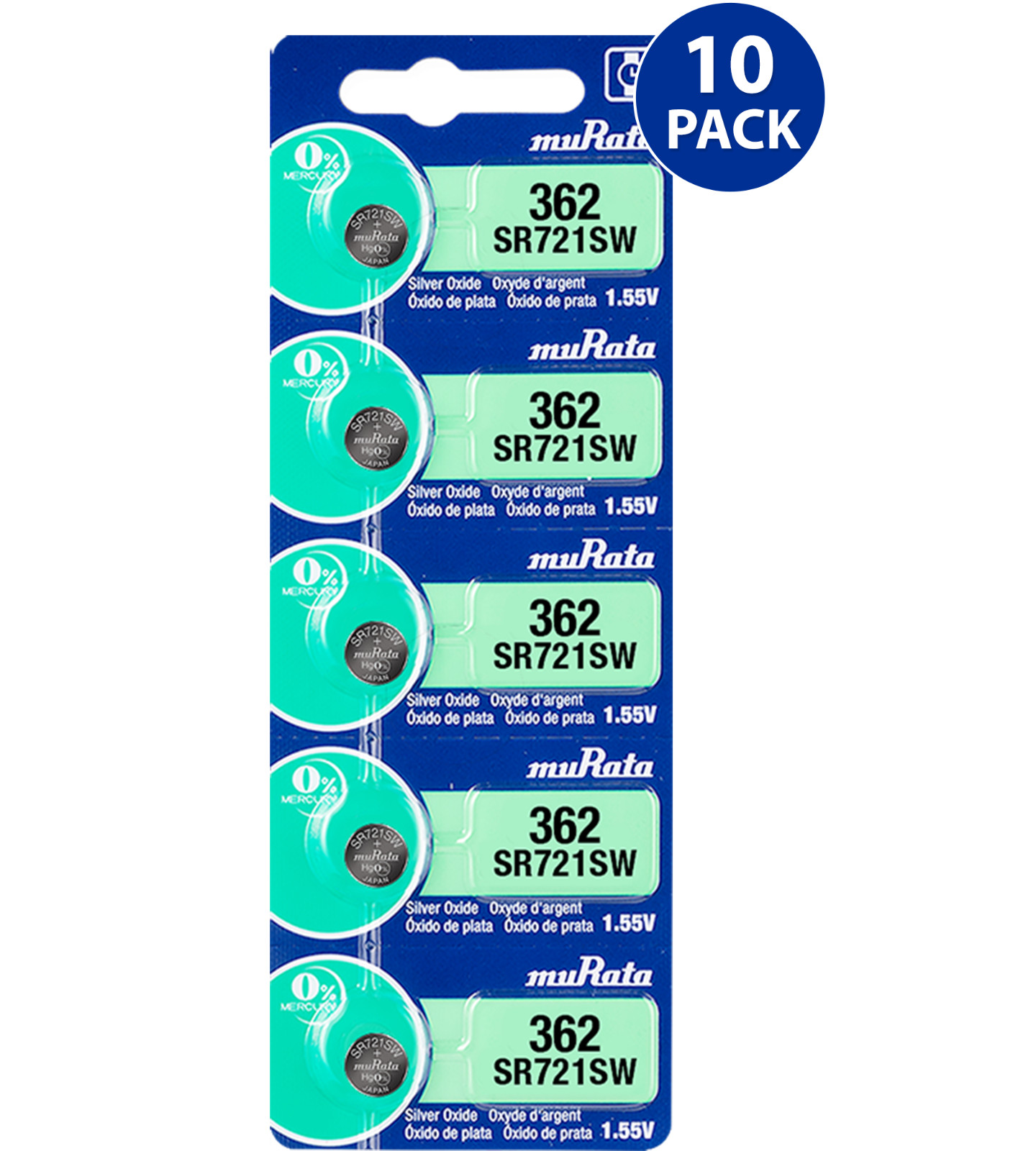 Murata 362 (SR721SW) Silver Oxide Watch Battery (10 Count) – Replaces Sony 362