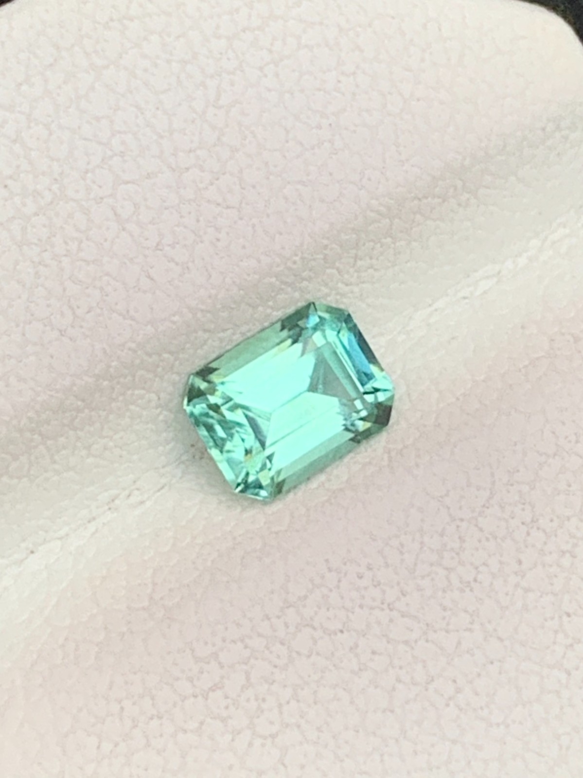 0.85 Ct Natural Seafoam Green Tourmaline Eye Clean Emerald Cut Loose Gem Afghan