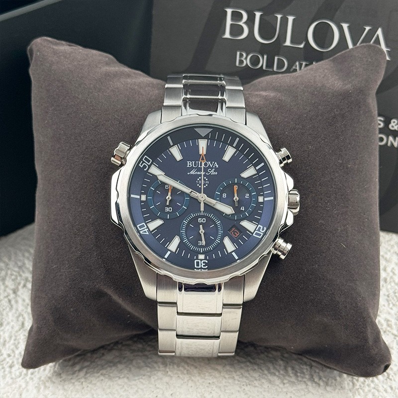 Bulova Marine Star 96B256 Blue Dial Men’s Chronograph Quartz Watch 43mm