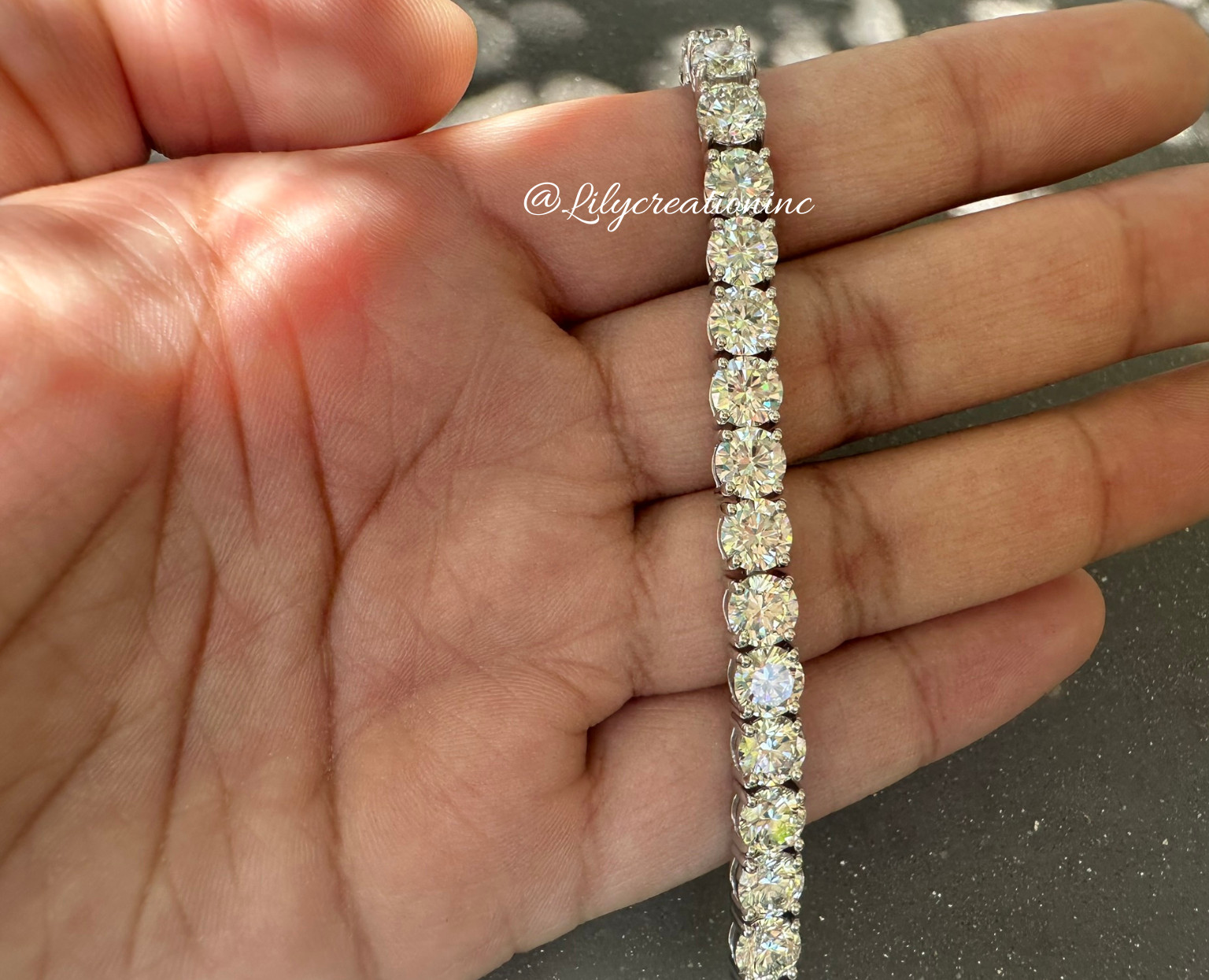 16.50 Carat Round Lab Grown Diamond Tennis Bracelet 6.50 Inch 10K Gold