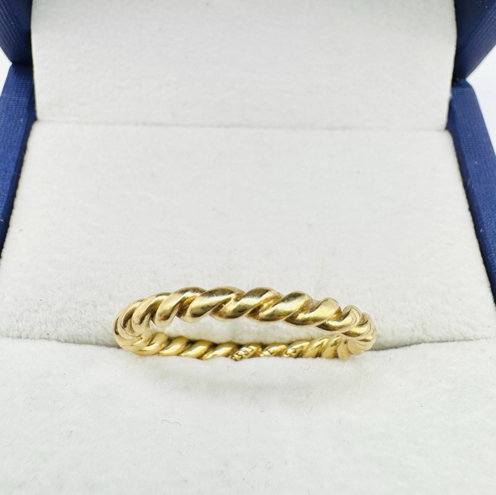 Authentic Pandora 14K Yellow Gold Twisted Rope Band Ring 585 ALE Size 7.5, 2.8g