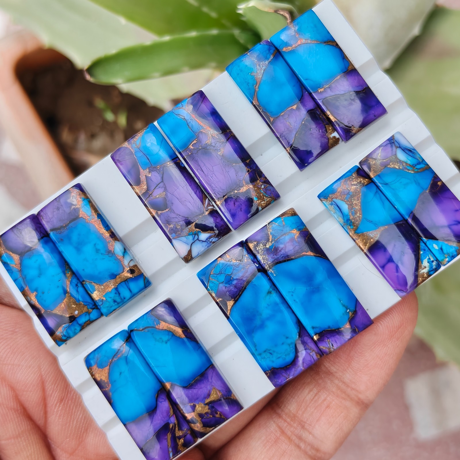 Purple Mohave Turquoise Cabochon Spiny Oyster Cabochon Loose Gemstone Jewelry Ma