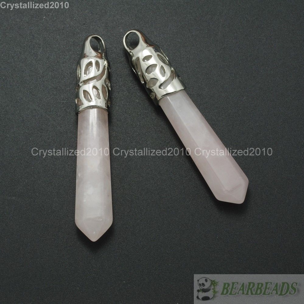 Natural Gemstone Long Hexagonal Pointed Reiki Chakra Healing Pendant Beads Pick
