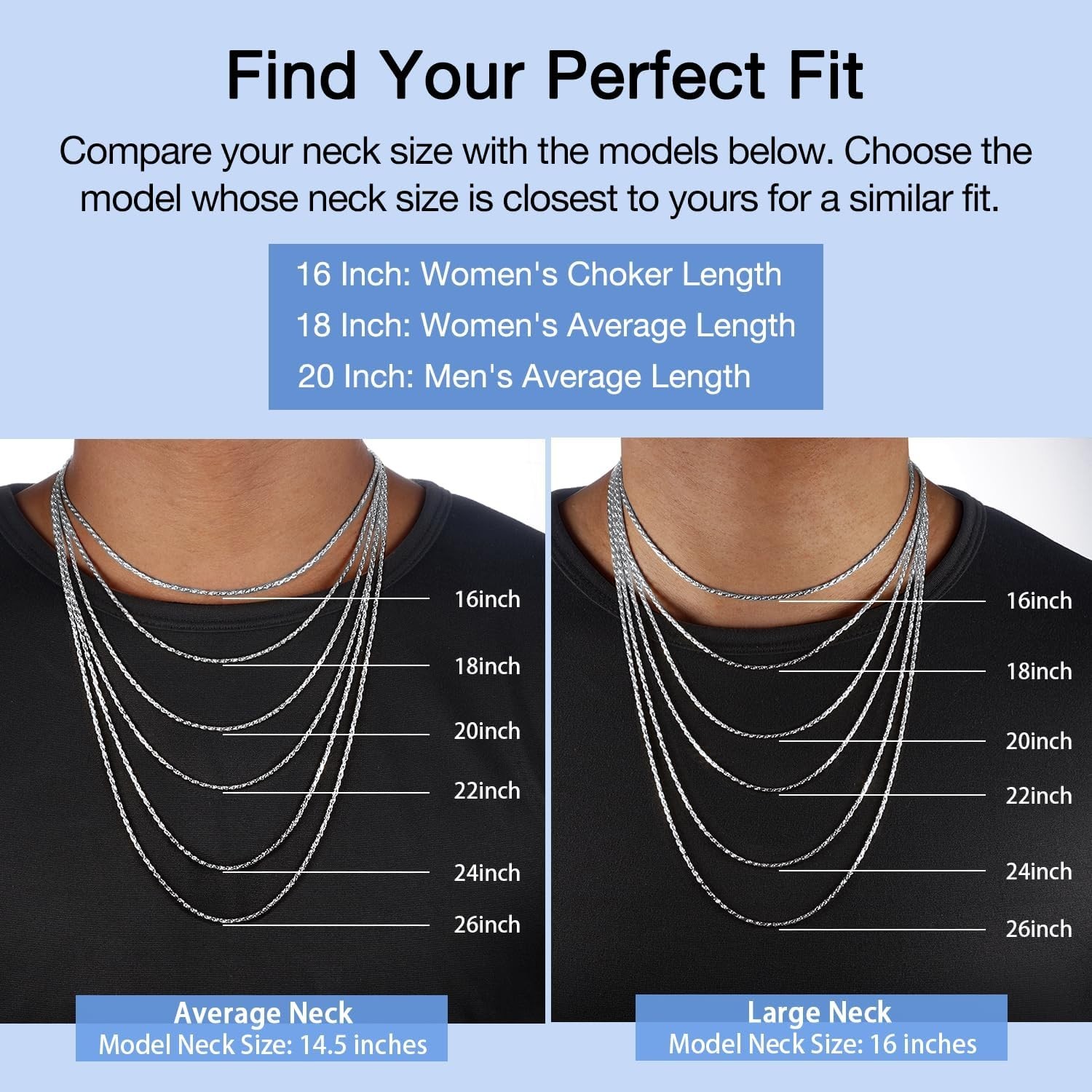 Unisex 18K Gold Plated 925 Silver Rope Chain Necklace – Super Shiny & Durable