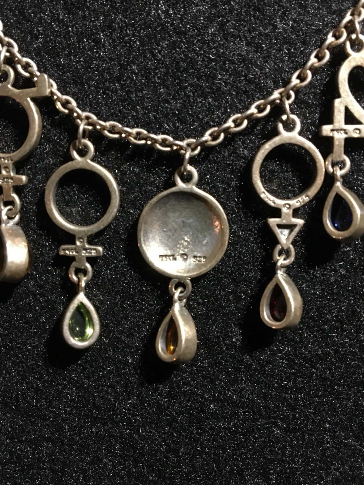 Peter Stone 925-7 Classical Planets Necklace Moons Necklace Retired Vintage Gems