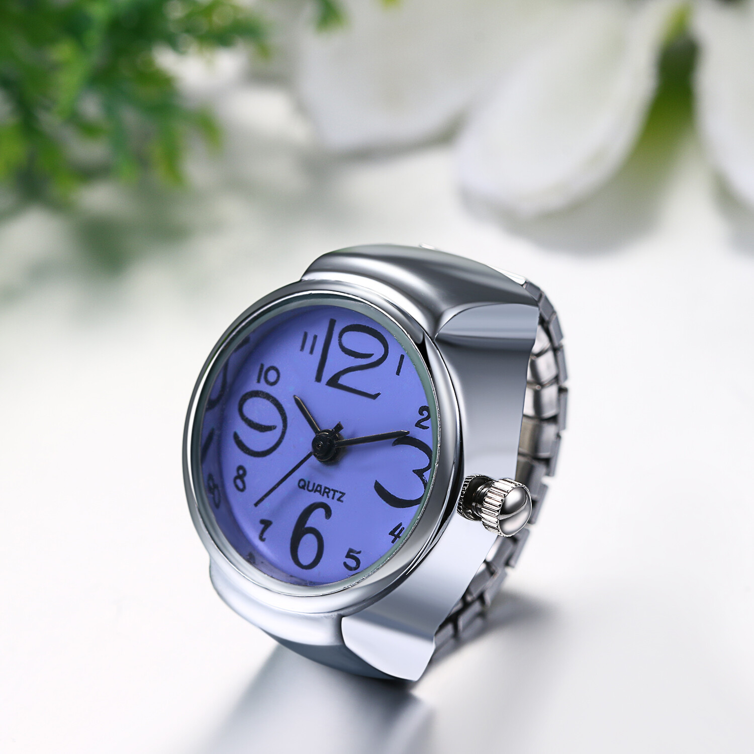 Ring Watch Analog Quartz Watch Dial Elastic Band Creative Finger Watch Men Women