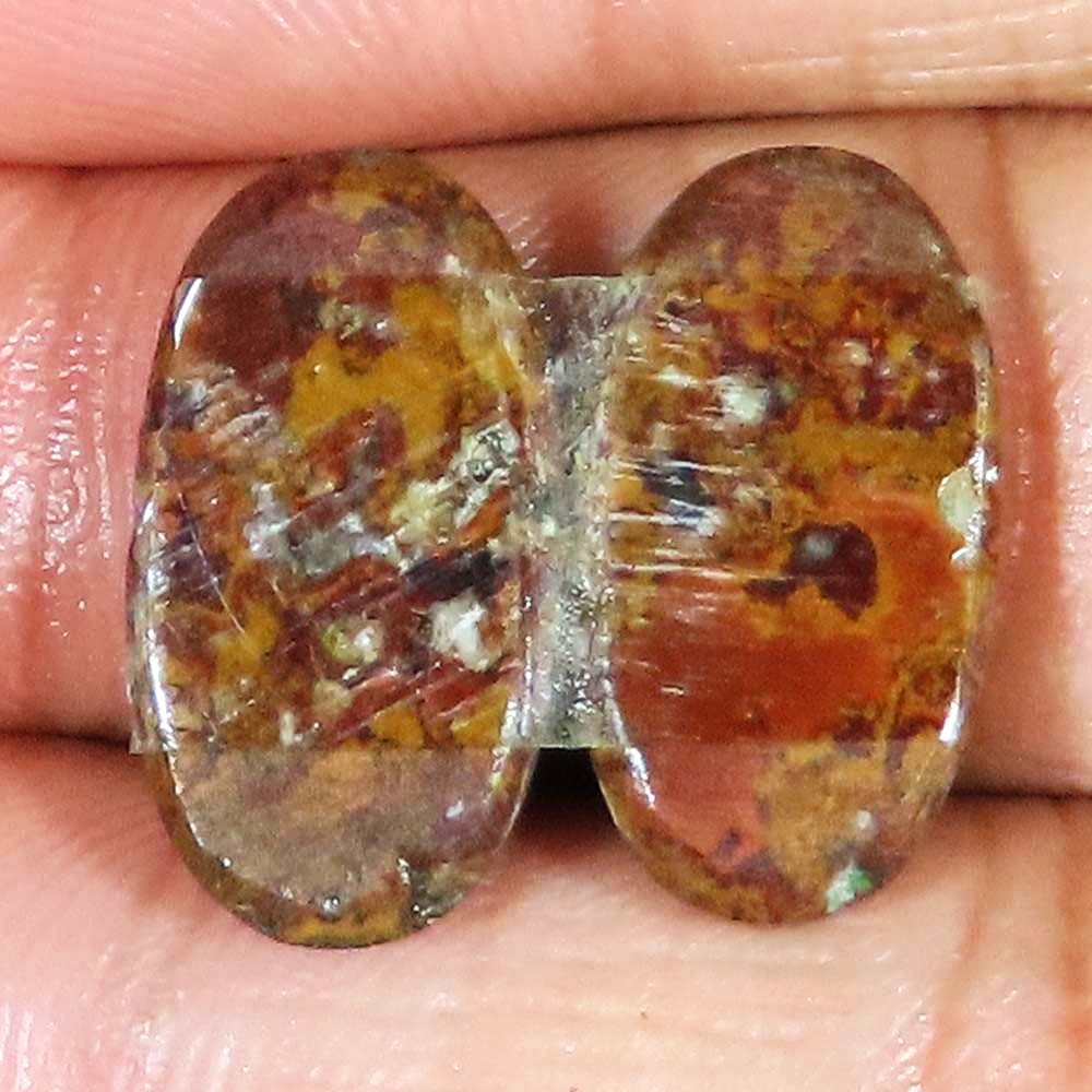 natural Morocco Seam Agate pair oval Opaque gemstone 17.95 Carat. (10x19x03 mm)