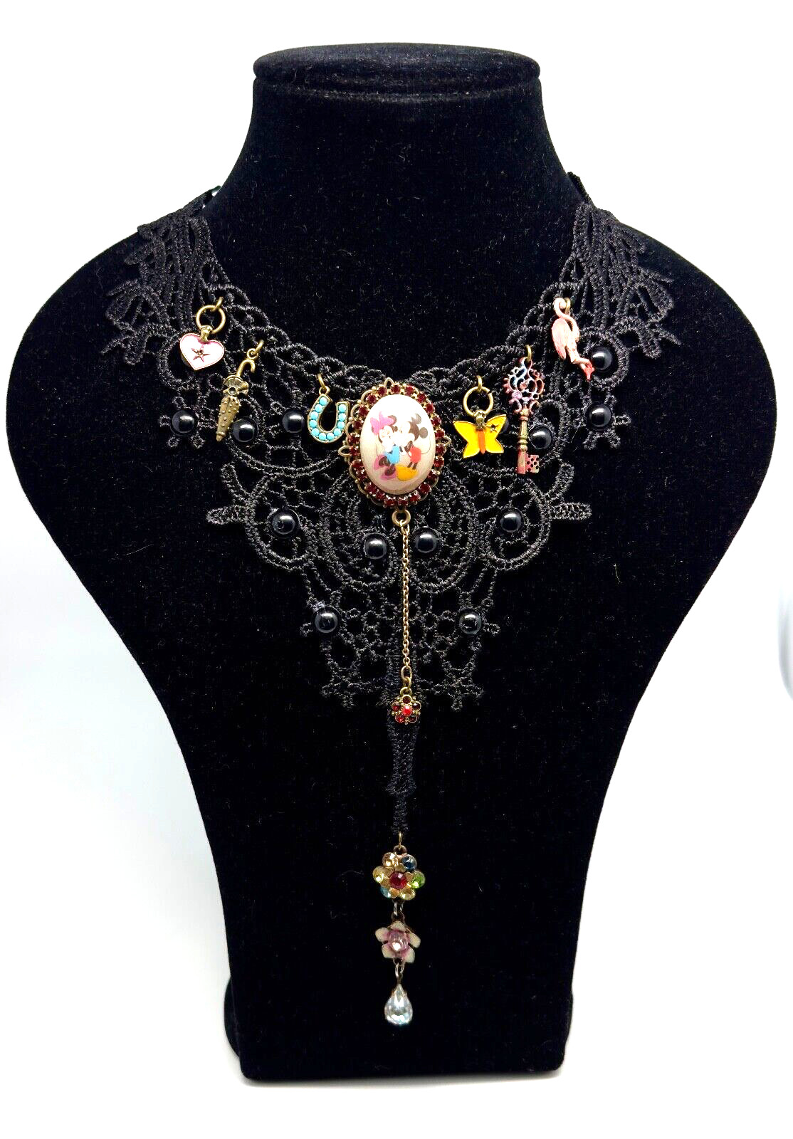 Beautiful Necklace Fabric Choker With Colorful Crystals By Michal Negrin #59#