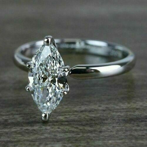 White Diamond 2.80 Ct Marquise Cut Lab-Created Wedding Ring 925 Sterling Silver