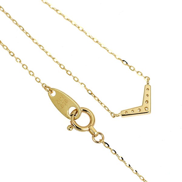ETE K10YG DIAMOND PENDANT NECKLACE 0.04CT V SHAPE – Auth free shipping from Japa