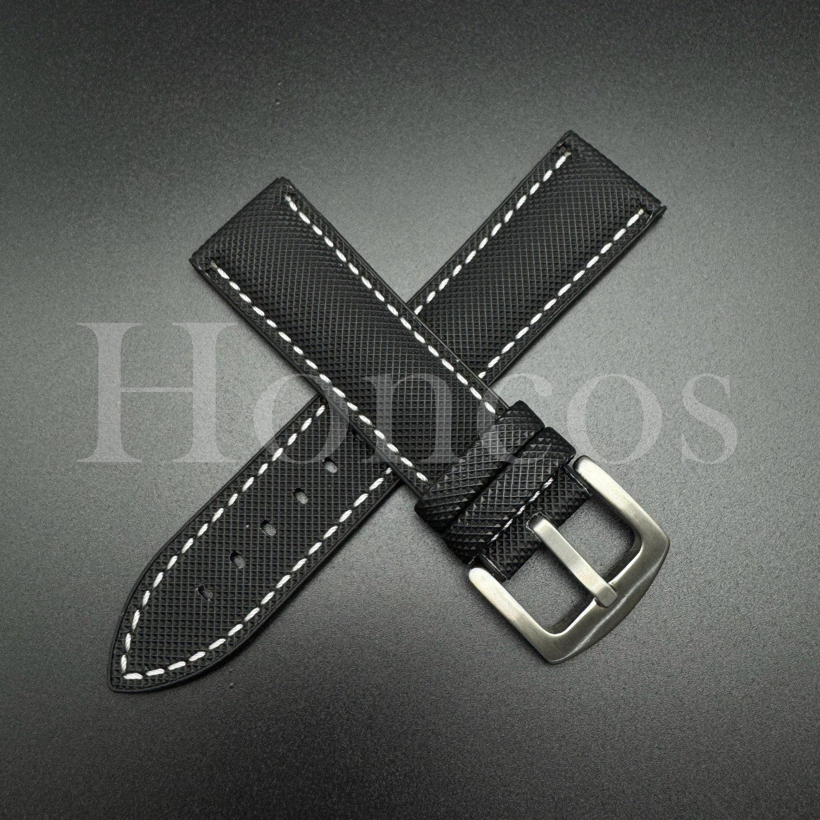 20 22 MM Black/WT Hybrid Nylon Rubber Strap Watch Band Buckle fits for Michele