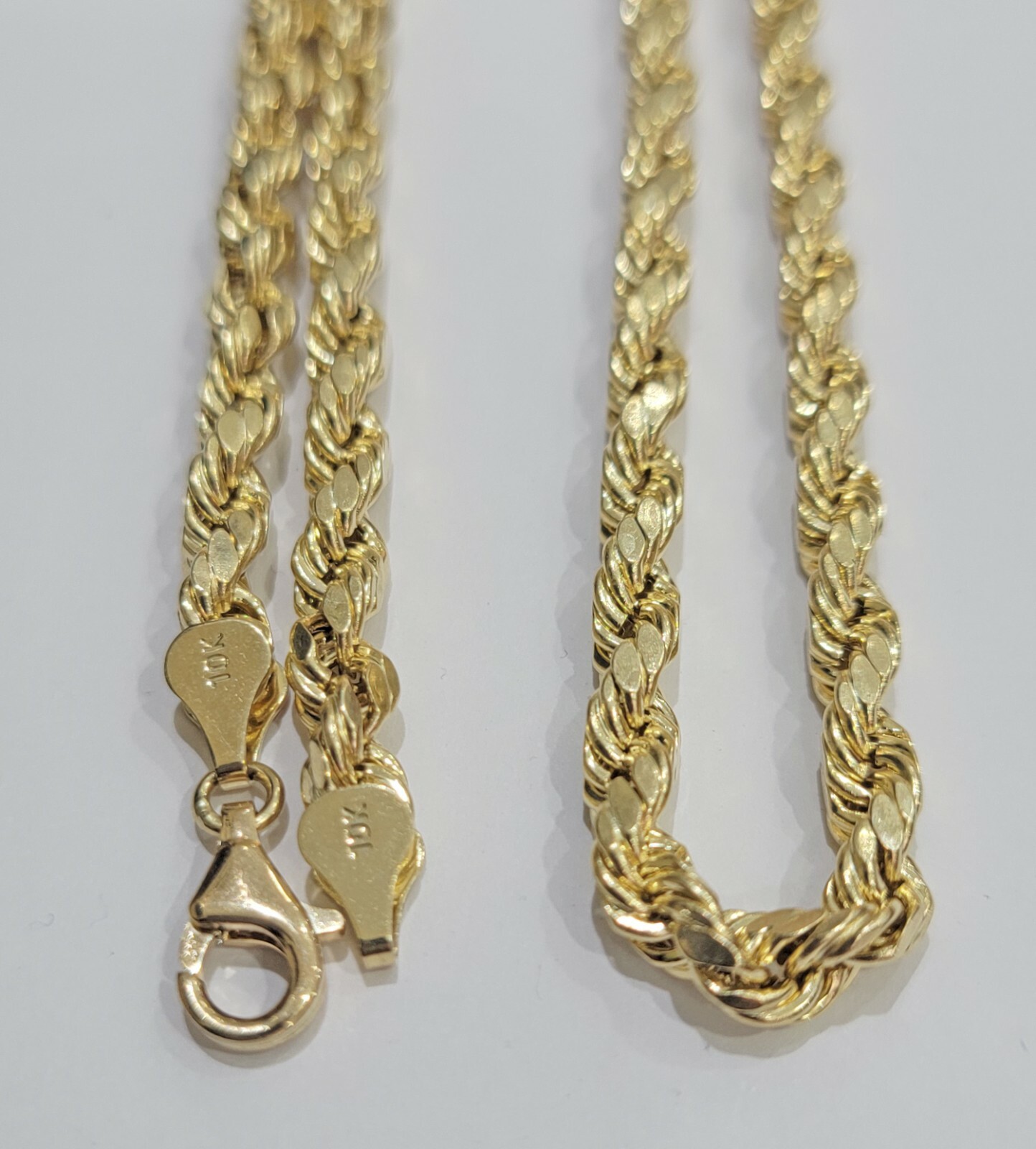 New Real 10K Men’s Yellow Gold Rope Chain 6mm 22″ Inch Diamond cut