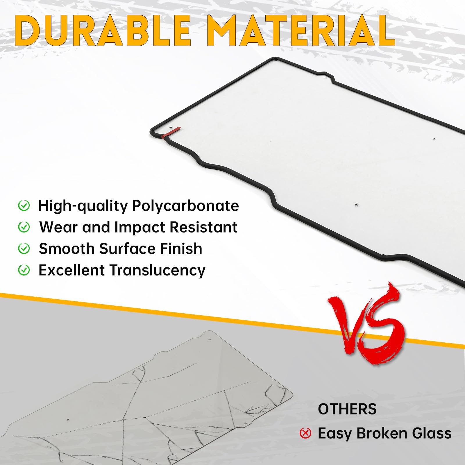 Kuafu Clear Rear Windshield Window Compatible 2013-2023 Polaris Ranger 900/1000