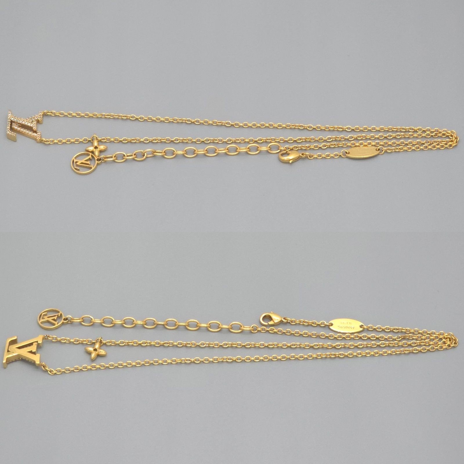 LOUIS VUITTON M00596 Necklace LV Iconic Length 42-47cm Gold Color Metal Strass