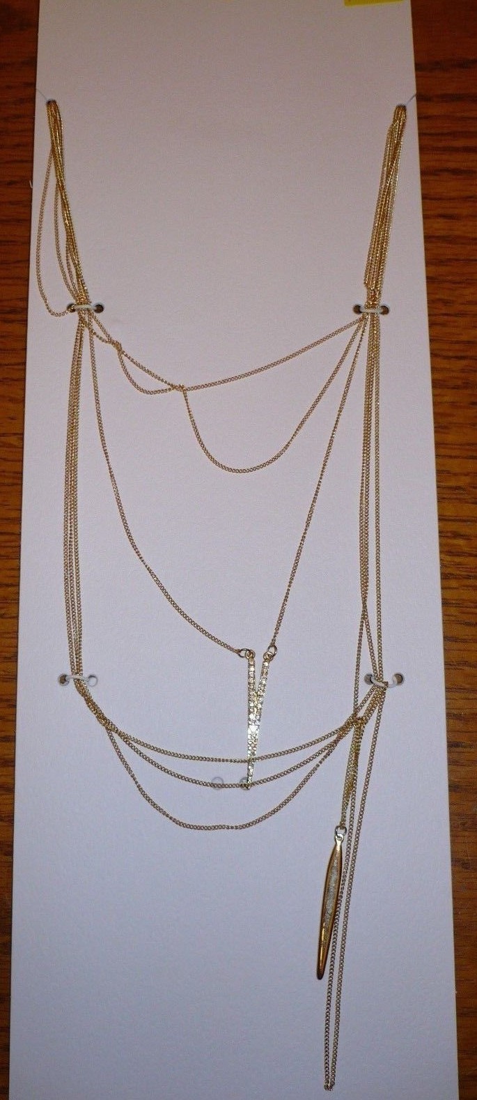 Time And Tru Fashion Jewelry 16″ Necklace W 3″ Extender Gold W Stones NEW