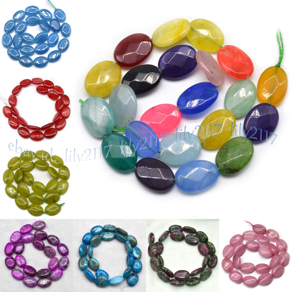 13x18mm Natural Gemstone Jade Jasper Oval Egg Shaped Loose Beads 15” Strand