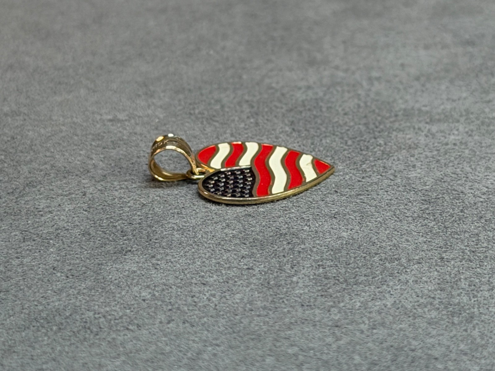 VTG RCI 10k Yellow Gold Double Sided Heart Flag God Bless America Pendant – RARE