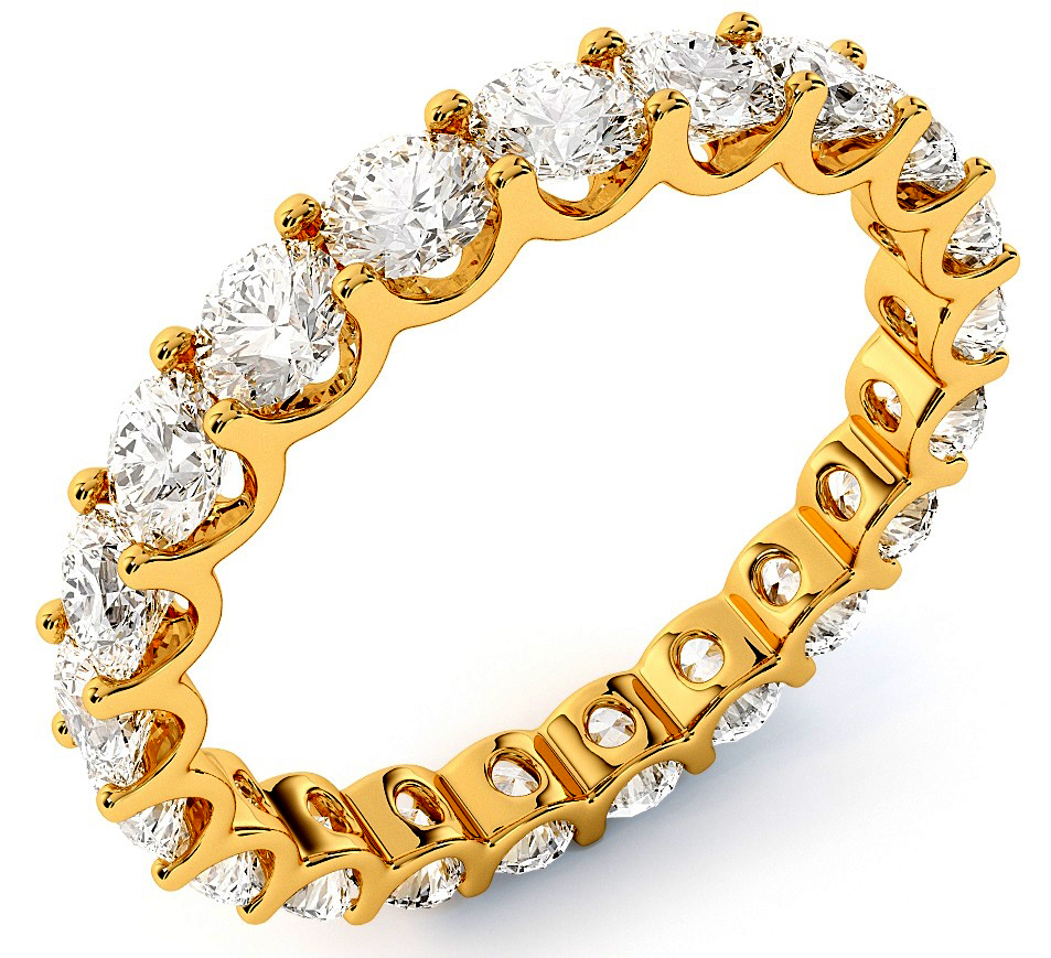 2.21 ct Round Diamond Eternity Ring 18k Yellow Gold Band 22 x .10 “U”shape VSSI1