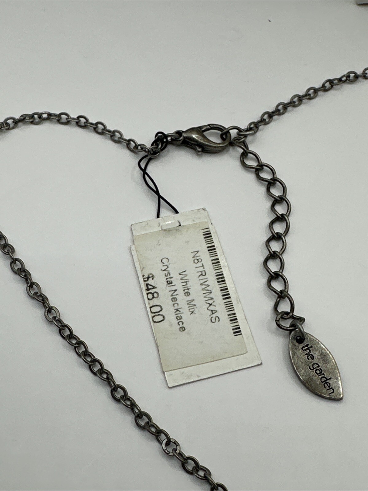 Silver Tone Cup Chain Triple Pendant Opaque AB Rhinestone Pendant 16-18.5 NWT